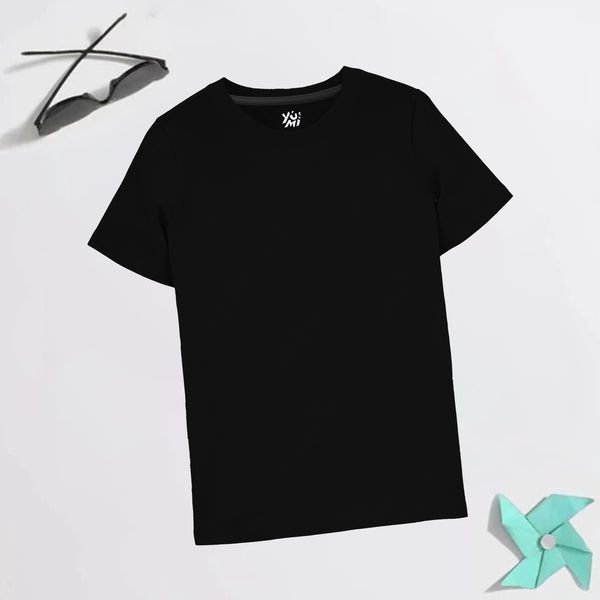 Kids Plain Black T-Shirt: Summer Comfort