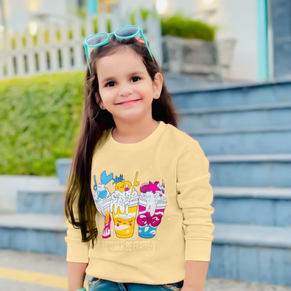 Spread Joy with Our 'Don't Worry, Be Happy' Ice Cream Sweatshirt for Girls!