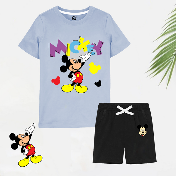 Cute Mickey Mouse jersey T-Shirt &  Black Shorts Set