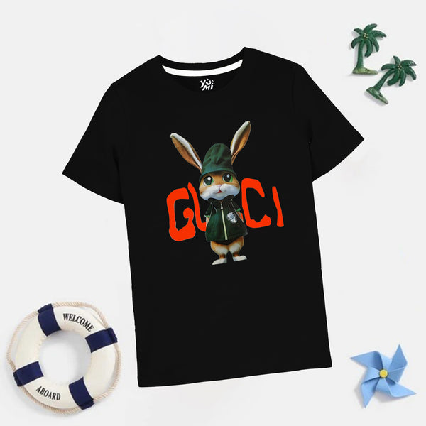 Kids' Black Cute Rabbit T-Shirt