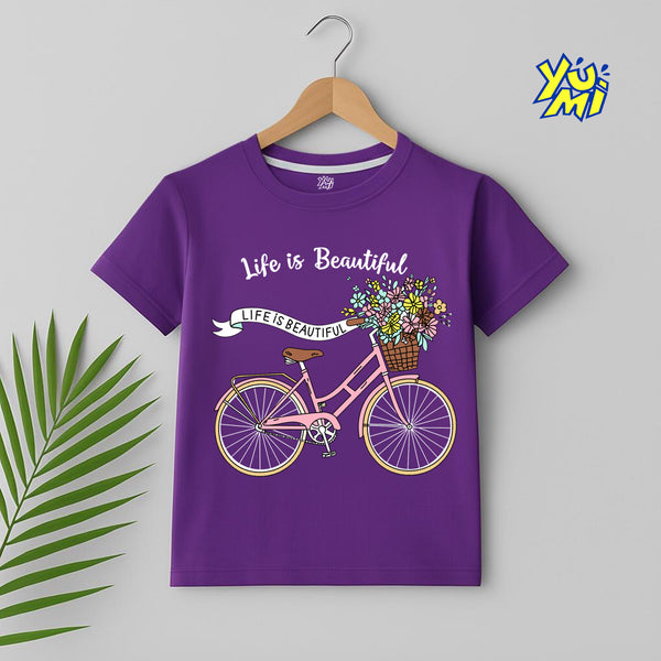 Purple "Life is Beautiful" Girl’s T-Shirt