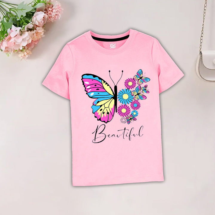 Girls pink butterfly tshirt 