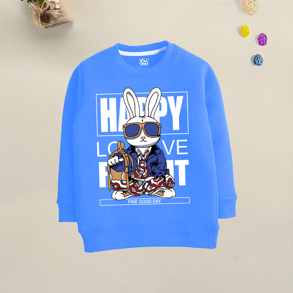 "Happy" Bunny Sky Kids Sweatshirt