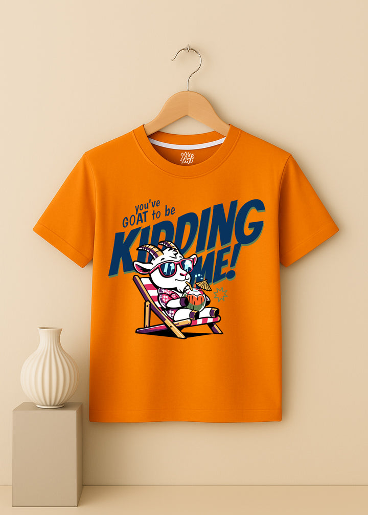 Kids orange tshirt with funny print 