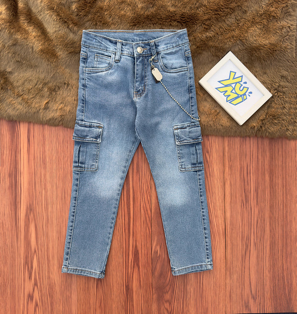 Boys’ Slim Fit Blue Denim Cargo
