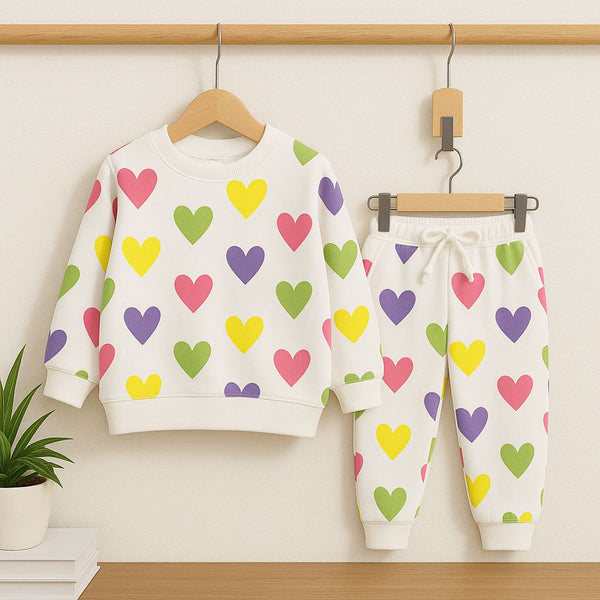 Rainbow Heart Print Girls’ Tracksuit
