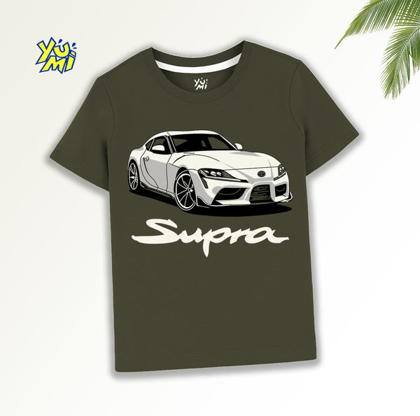 Boys’ Olive Green Supra Sports Car T-Shirt