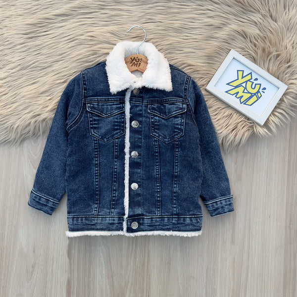 Kids Blue Fur Lined Denim Jacket