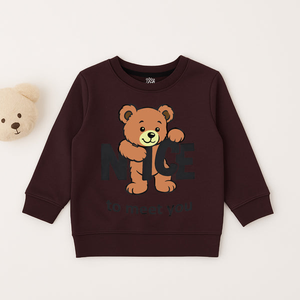 Brown kids Sweatshirt with Teddy Bear Print