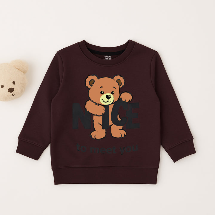 Brown kids Sweatshirt with Teddy Bear Print