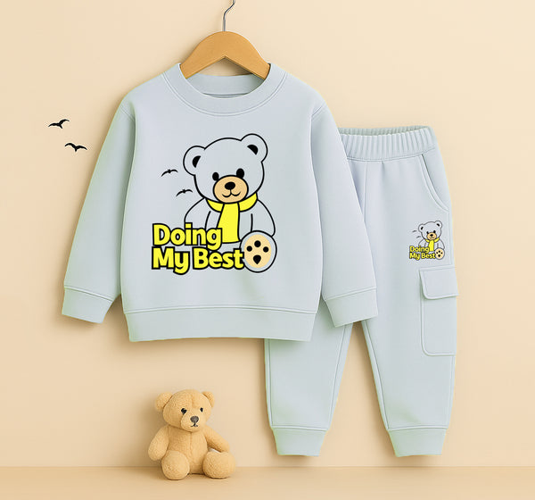 “Doing My Best” Teddy Tracksuit – Kids Winter Set