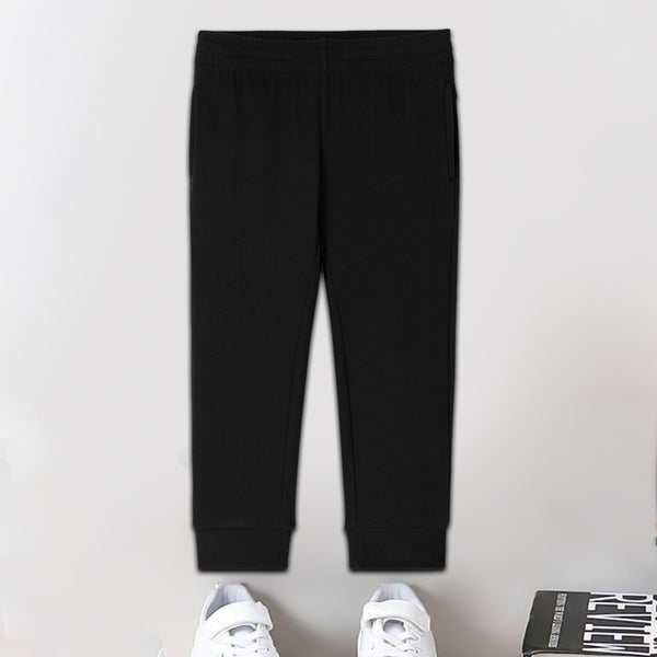 Kids Basic Black Fleece Trousers