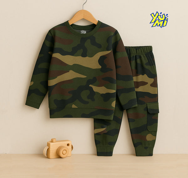 Kids Camo Sweatshirt & Cargo Jogger Pants Set