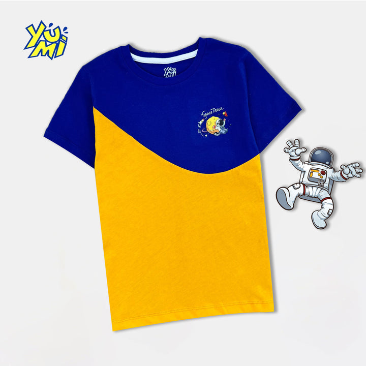 Kids' Spacetime Royal and Yellow T-Shirt - YUMI.PK