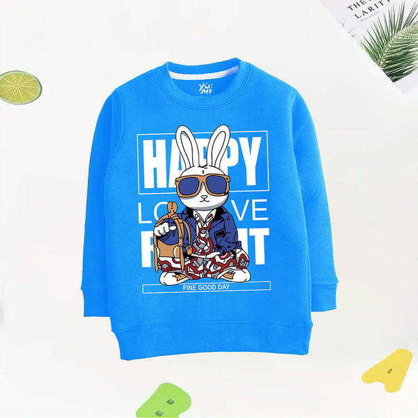 "Happy" Bunny Sky Blue Kids Sweatshirt