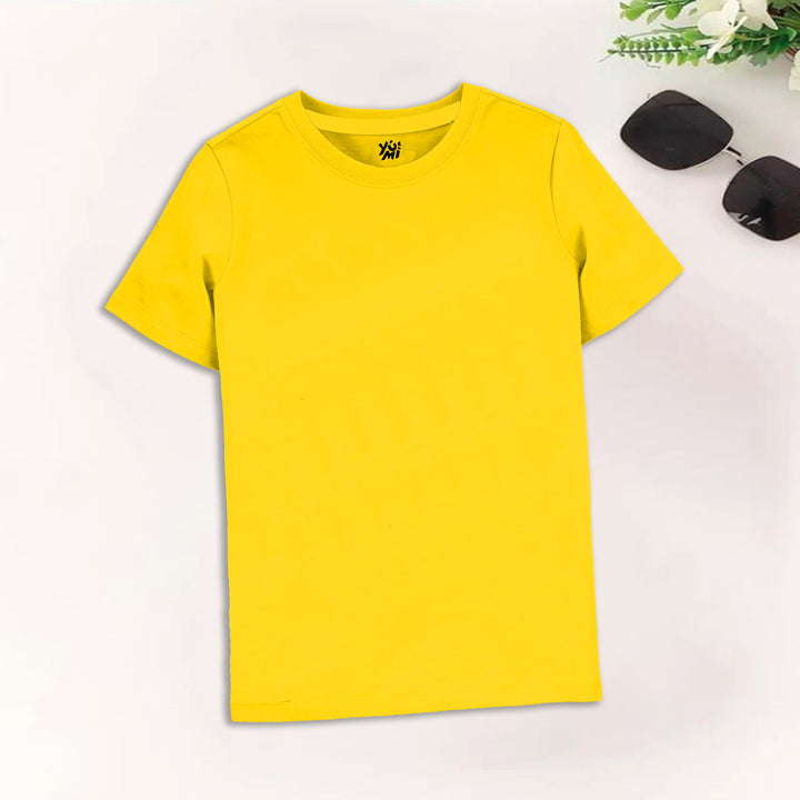 Basic Yellow Kids T-Shirt - LightWeight & Cool - YUMI.PK