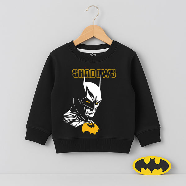 Black fleece Batman sweatshirt for boys with bold graphic print