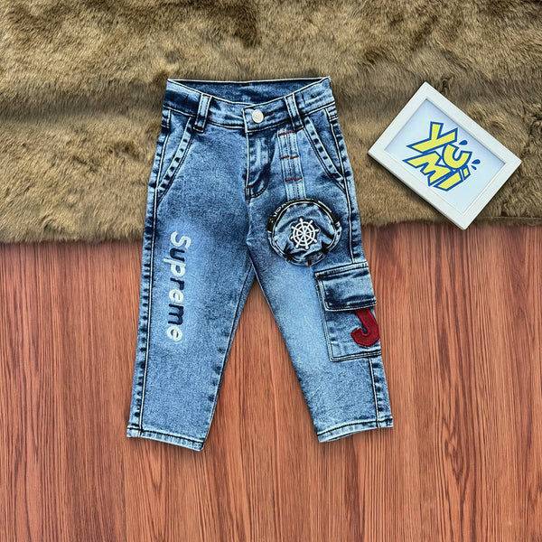 Boys' Blue Extra Pocket Cargo Jeans