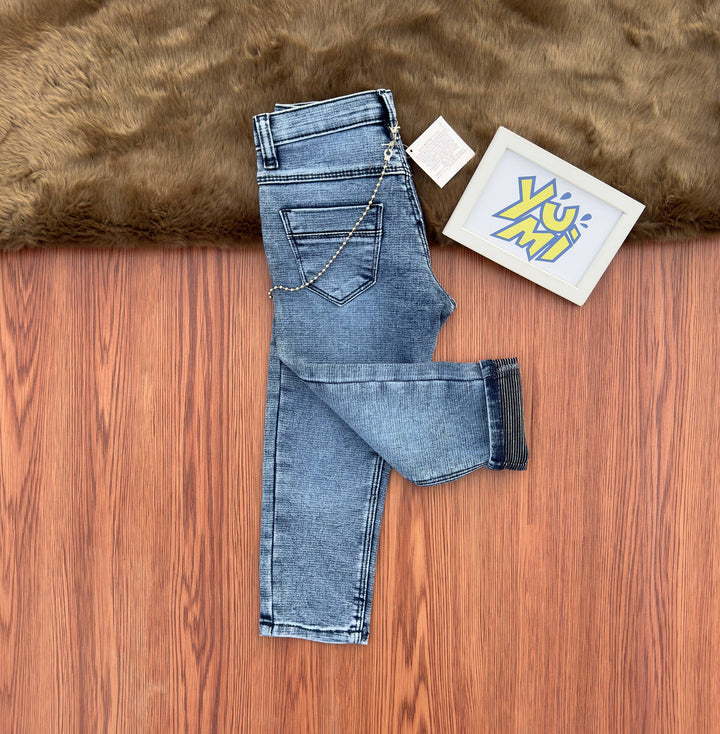 Kids' Lined Denim Jeans with Detachable Chain - YUMI.PK