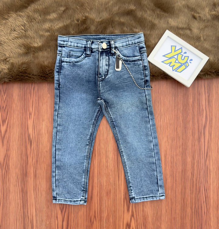 Kids' Lined Denim Jeans with Detachable Chain - YUMI.PK