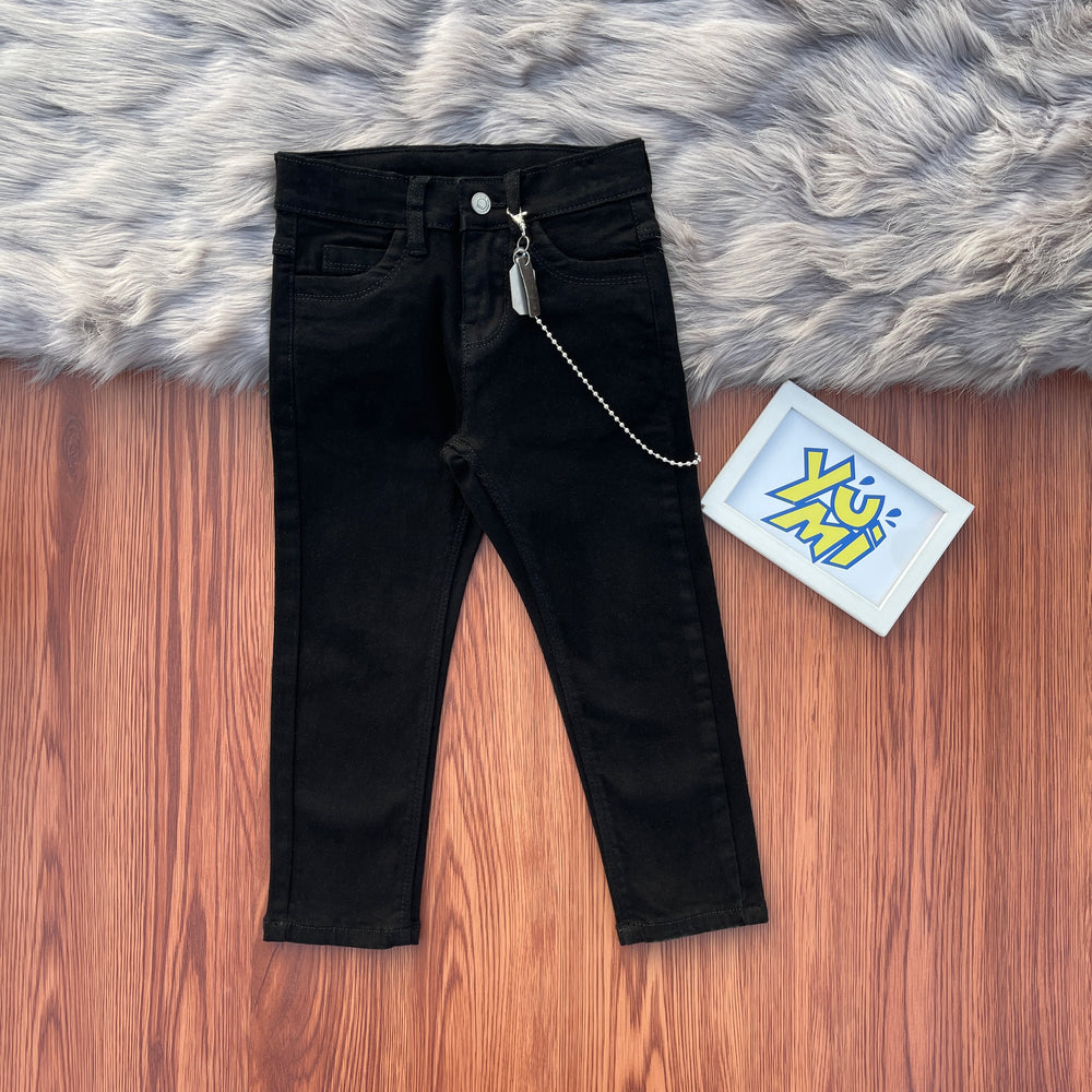 Rockstar Ready: Boys' Black Jeans with Cool Chain –