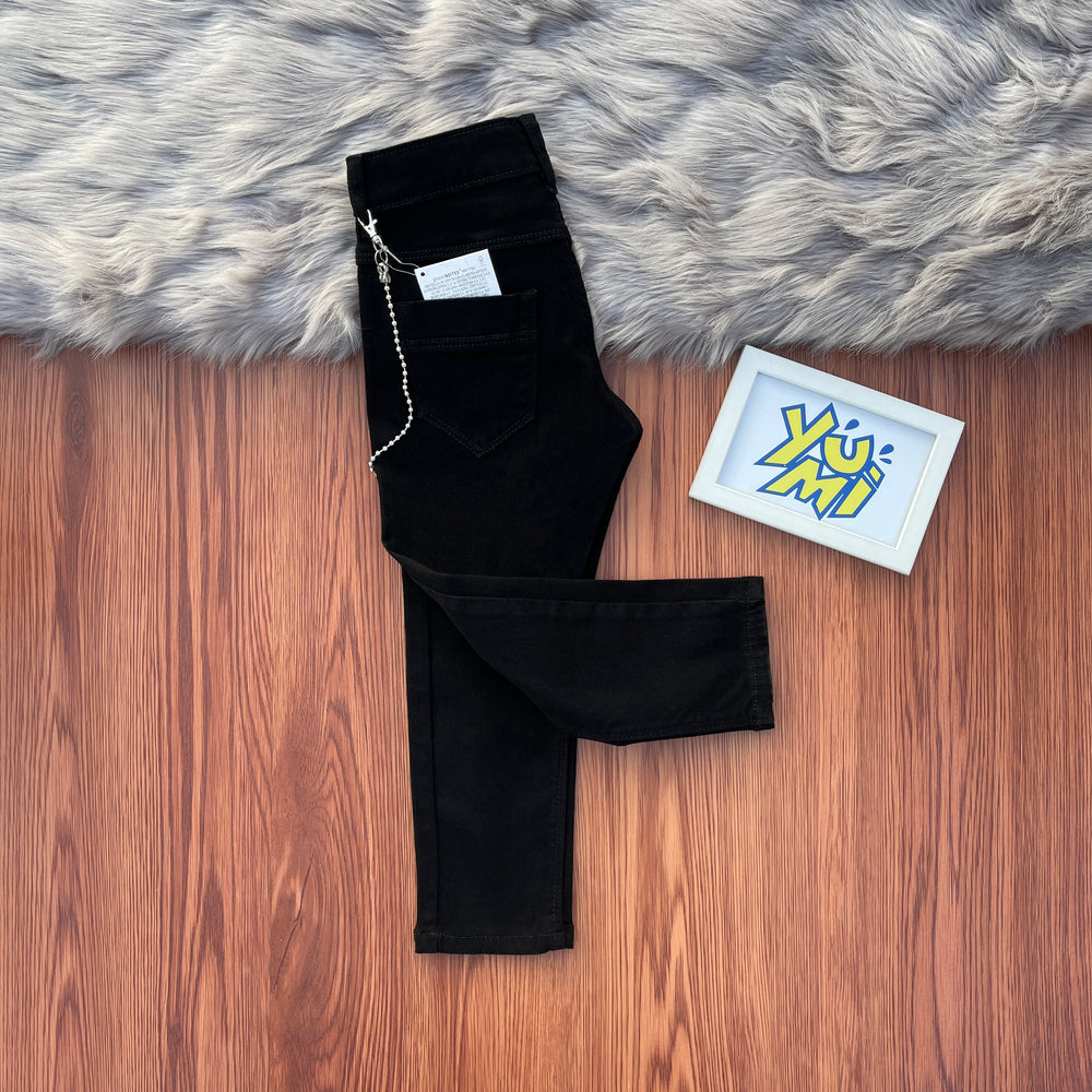 Rockstar Ready: Boys' Black Jeans with Cool Chain –