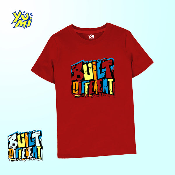 Kids Red "Built Different" T-Shirt