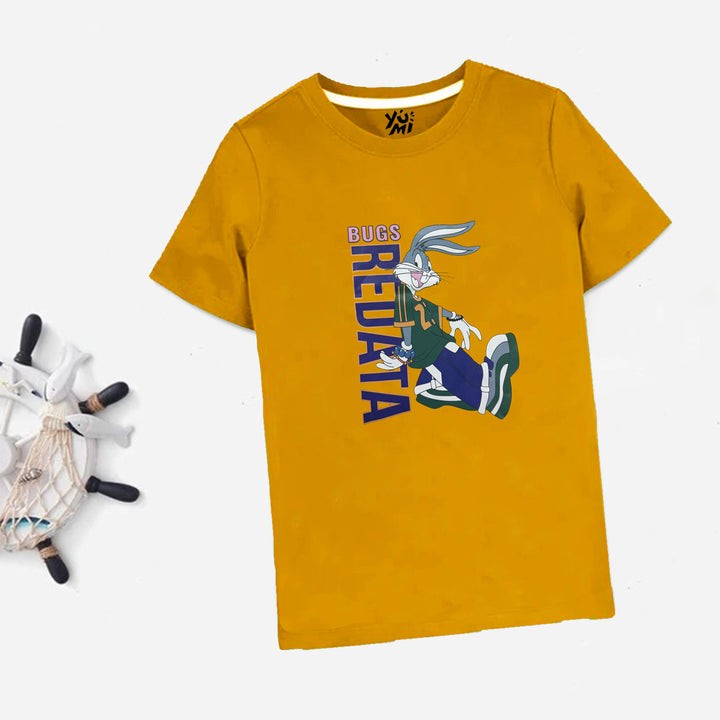 Kids Mustard Bug Bunny T-Shirt | Soft Summer Fabric - YUMI.PK