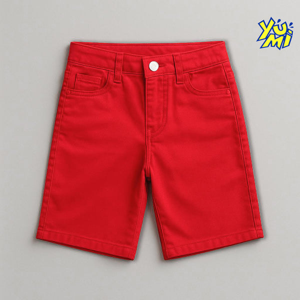 Girls Red Stretch Cotton Shorts