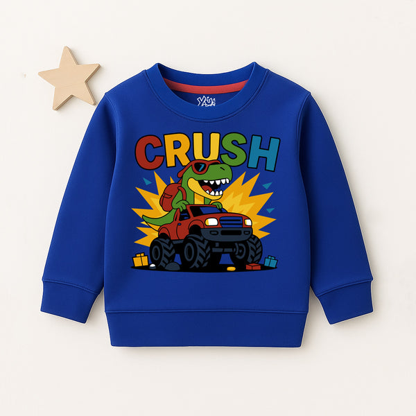 Boys’ Royal Blue Dinosaur Monster Truck Sweatshirt