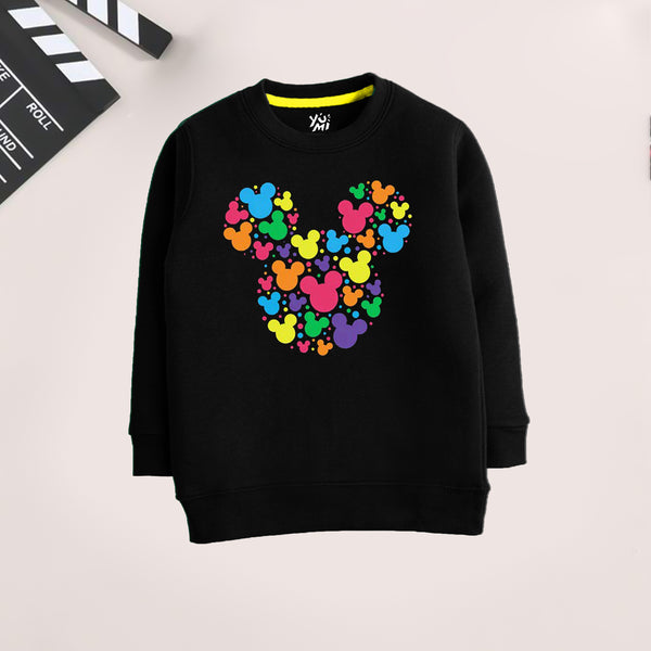 Girls Black Minnie Mouse Crewneck Sweatshirt | YuMi - YUMI.PK