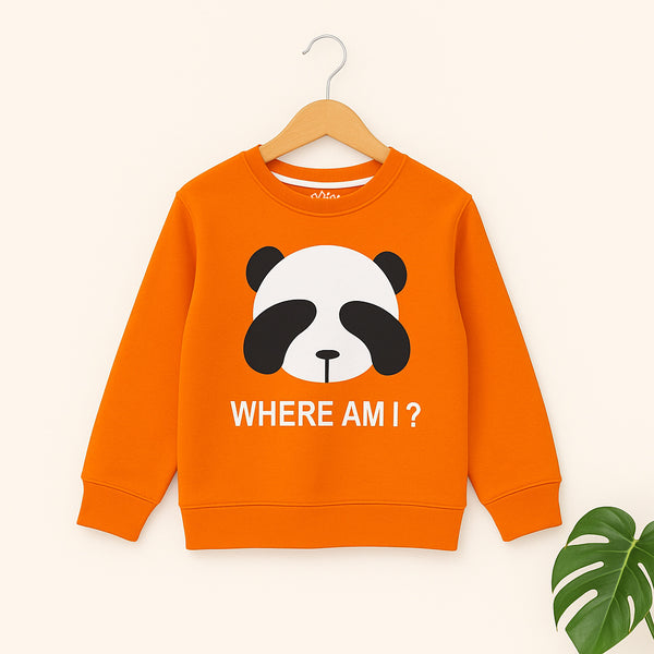 Kids panda print sweatshirt in orange color 
