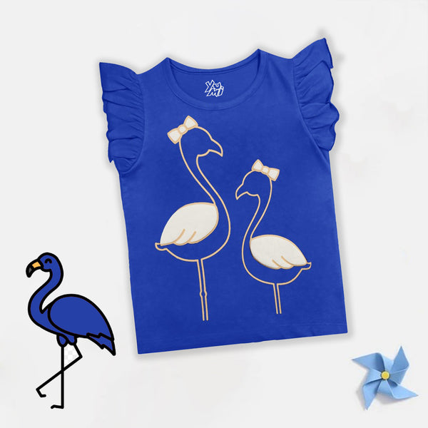 Girls' Royal Blue Flamingo T-Shirt