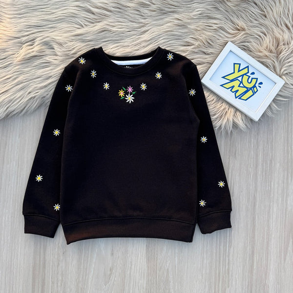 Girls daisy embroidery sweatshirt