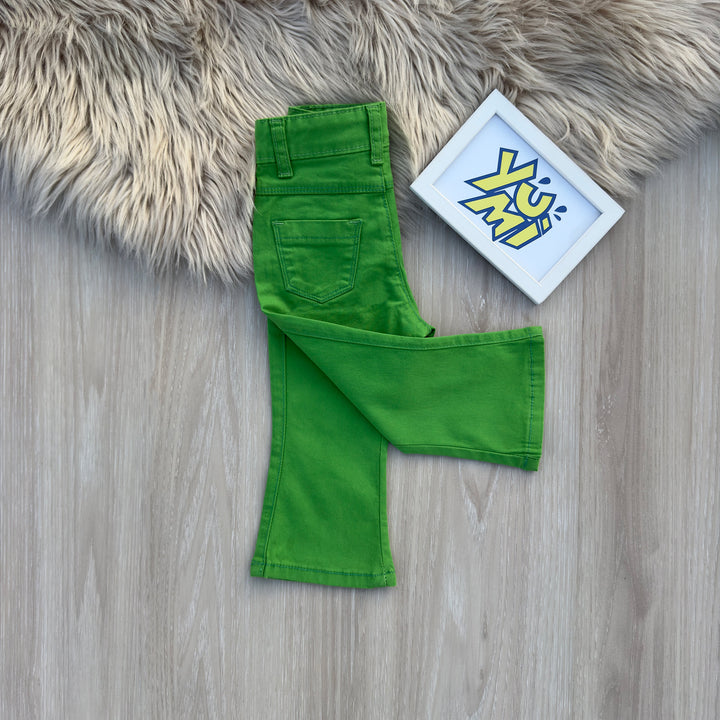 Trendy Girls Green Bell Bottom Pants - YUMI.PK