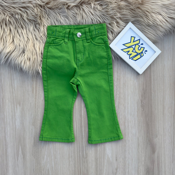 Trendy Girls Green Bell Bottom Pants - YUMI.PK