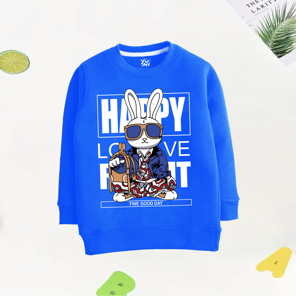 "Happy" Bunny Sky Blue Kids Sweatshirt