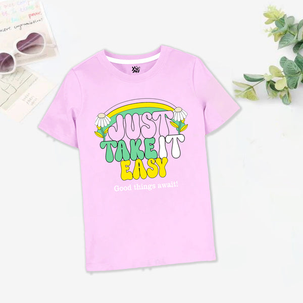 Girls' Light Purple  "Just Take It Easy" T-Shirt