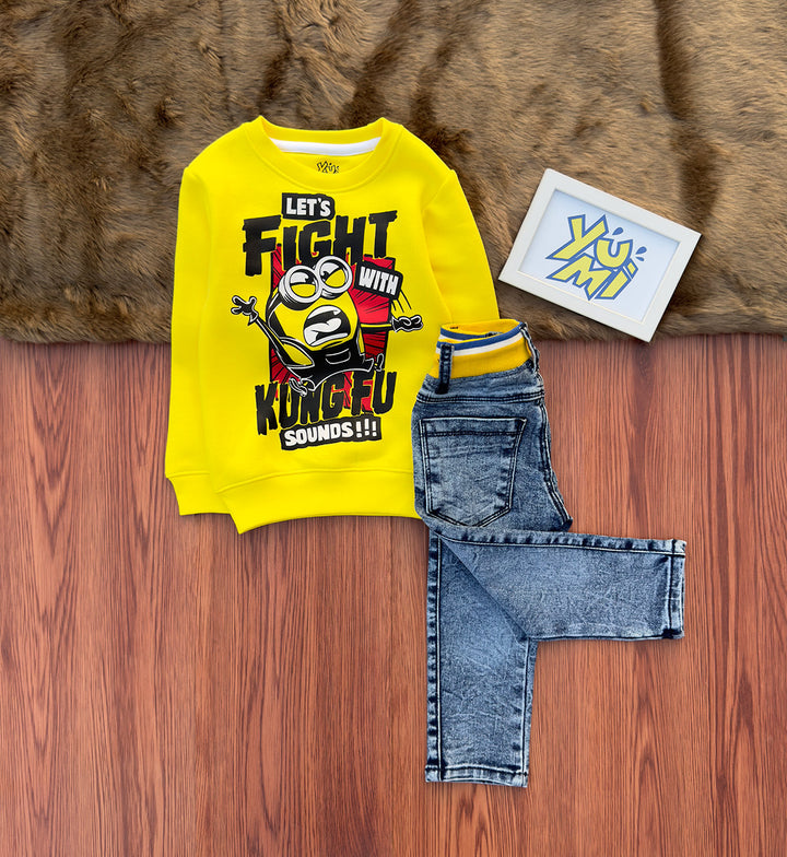 Kids' Minions Sweatshirt and Jeans Set - YUMI.PK