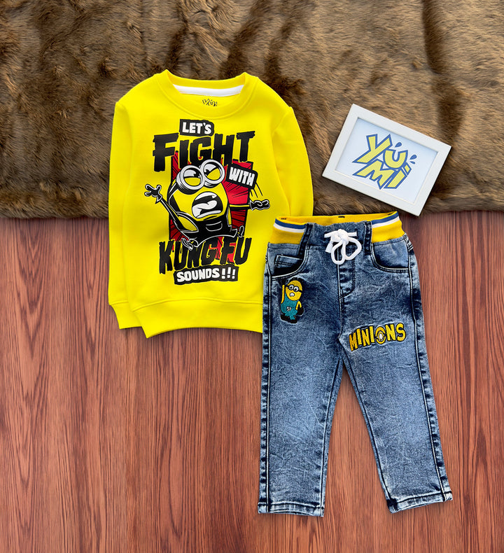 Kids' Minions Sweatshirt and Jeans Set - YUMI.PK