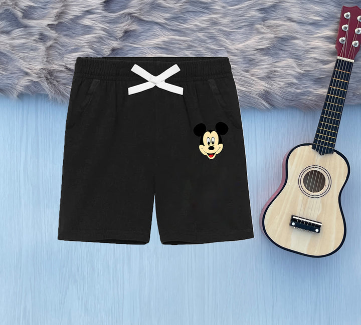 Mickey Black Cotton Jersey Shorts - YUMI.PK