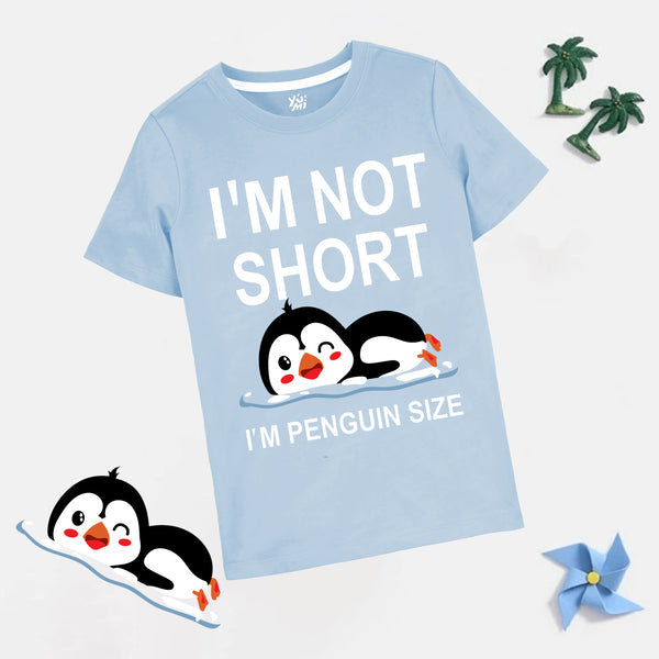 Penguin Love: Cute Kids Sky Blue T-Shirt