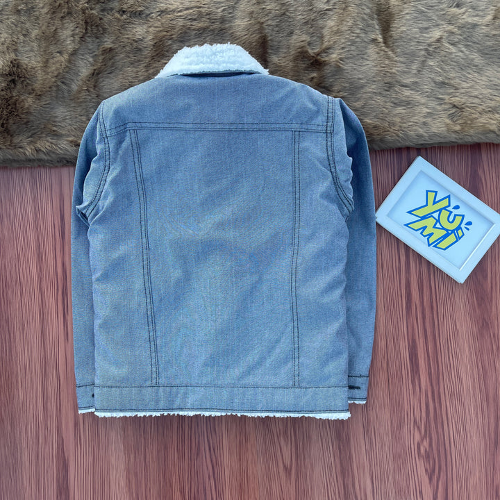 Kids' Sherpa-Lined Denim Jacket: Keep Your Little One Warm and Stylish - YUMI.PK