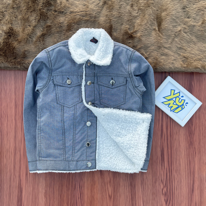 Kids' Sherpa-Lined Denim Jacket: Keep Your Little One Warm and Stylish - YUMI.PK