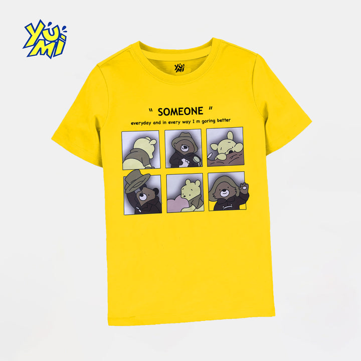 Yellow SomeOne Bear T-Shirt - YUMI.PK