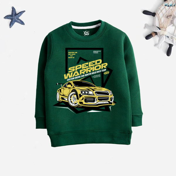 Kids Dark Green ‘Speed Warrior’ Sweatshirt - YUMI.PK