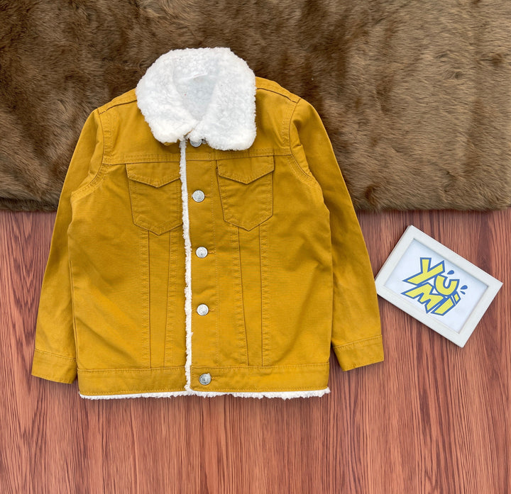 ozy Kids' Mustard Jacket with Water-Repellent Fabric 