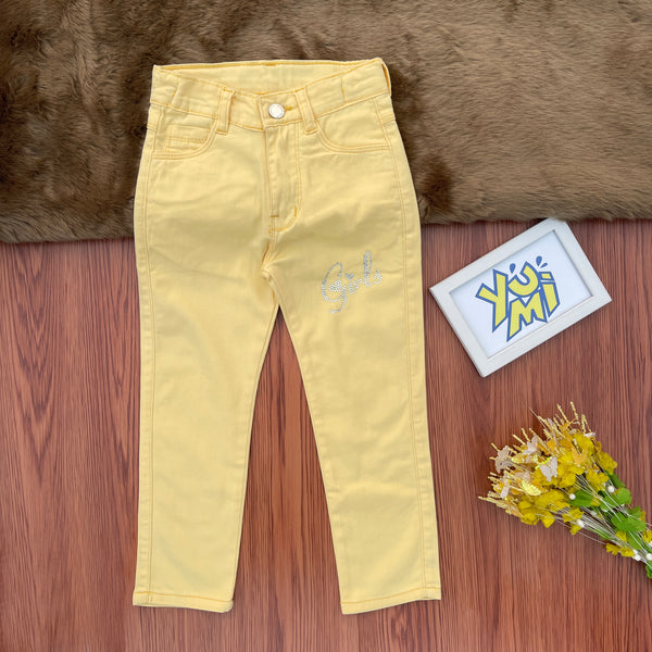 Sunshine Chic: Girls' Yellow Cotton Pants for Stylish Comfort