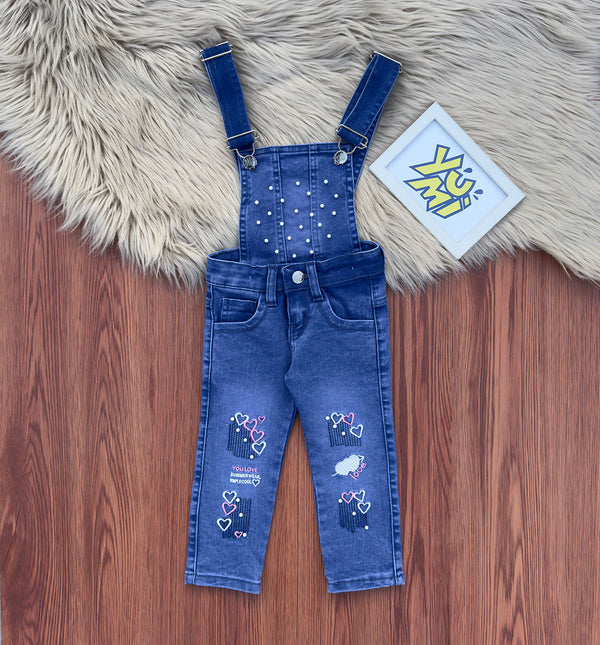 Girls' Denim Backless Dungaree 