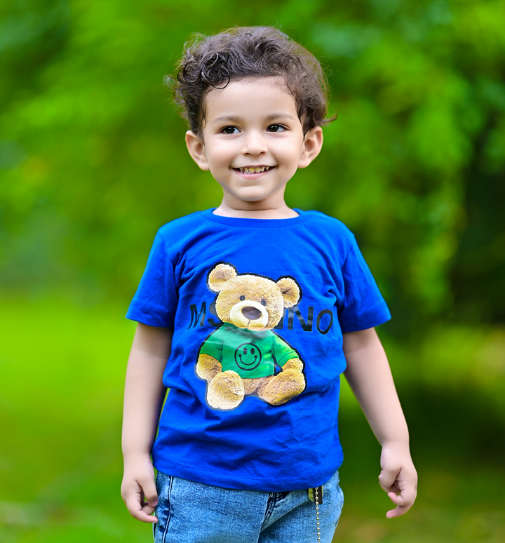 Royal Blue Bear Kids T-Shirt - YUMI.PK